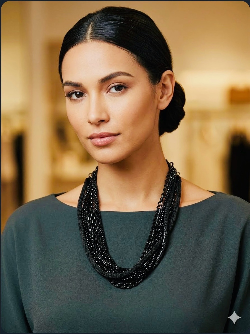 Multi-Strand Black Statement Necklace - Women's Jewelry